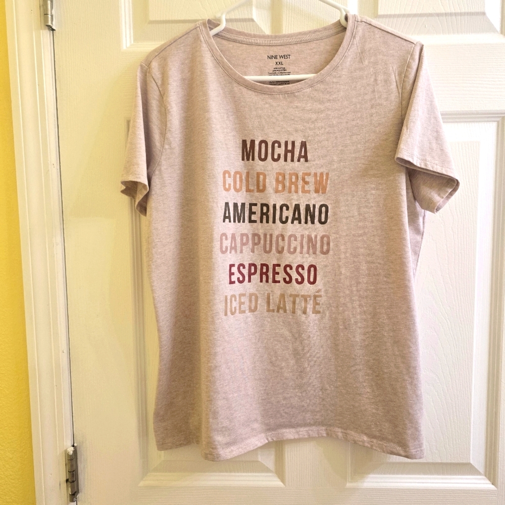 Nine West Coffee-Themed Graphic Tee XXL